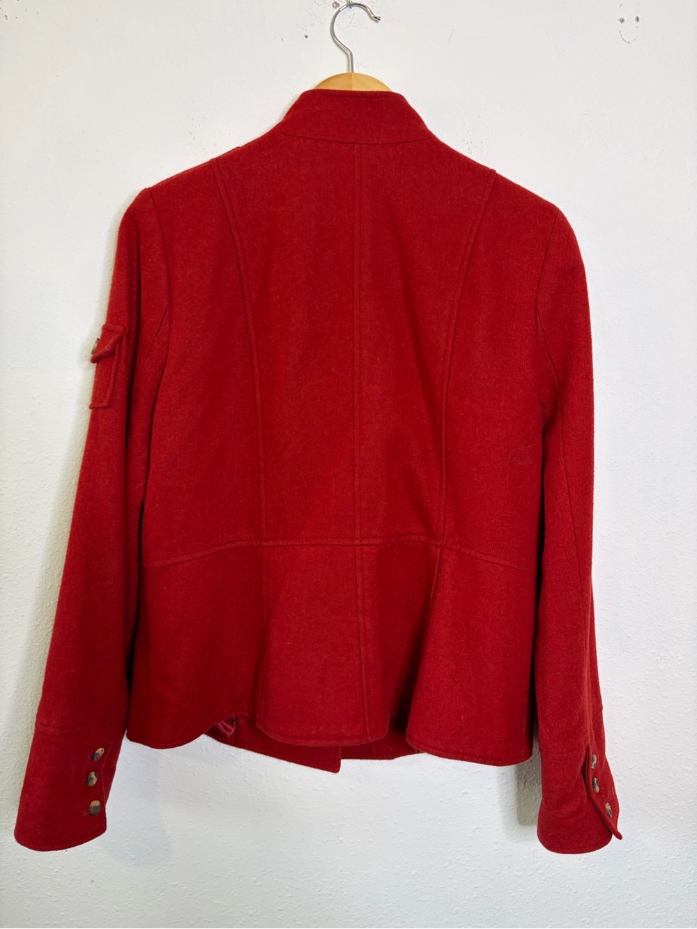 Sundance brick Red Military-Style Wool Jacket blazer Sz 12 fully lined women’s - Picture 5 of 6